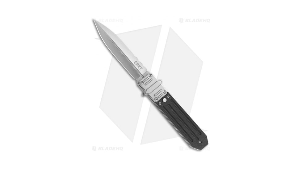 CRKT Psych Glide Folding Knife, 4.00in, 8Cr13MoV Stainless Steel, Dagger Blade, G10 Black Handle, Steel/Black, 8.625in, BHQ-103945