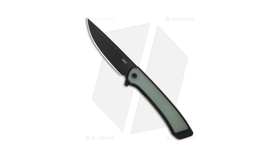 CRKT Q Folding Knife, 2.95in, CPM S35VN Stainless Steel, Drop Point Blade, Aluminum, G10 Black/Jade Handle, Black/Black/Jade, 6.97in, BHQ-210155