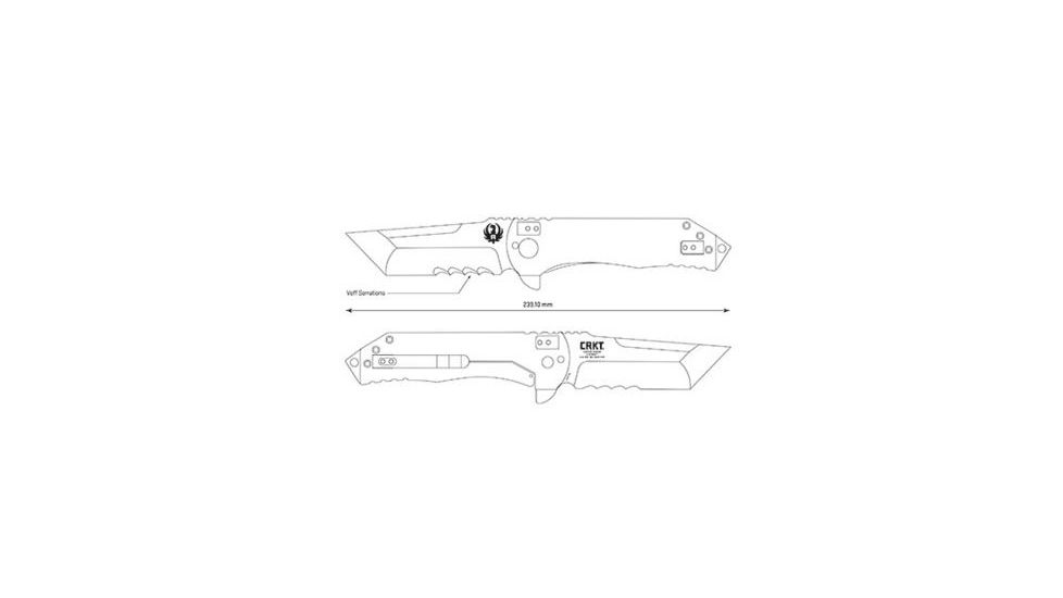 CRKT Ruger Knives 2-STAGE Tanto Blade FRAME LOCK WITH BLADE FLIPPER-BLACK Blade Length 4 in, Black R2102K