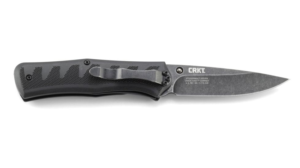 CRKT Ruger Knives CRACK-SHOT COMPACT Drop Point Blade ASSISTED OPENING LOCKING LINER-BLACK blade length 3.50 in, Black and Gray R1201K