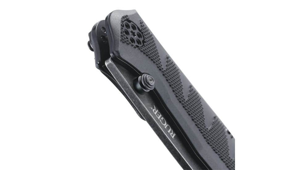 CRKT Ruger Knives CRACK-SHOT COMPACT Drop Point Blade ASSISTED OPENING LOCKING LINER-BLACK blade length 3.50 in, Black and Gray R1201K