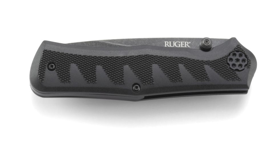 CRKT Ruger Knives CRACK-SHOT COMPACT Drop Point Blade ASSISTED OPENING LOCKING LINER-BLACK blade length 3.50 in, Black and Gray R1201K