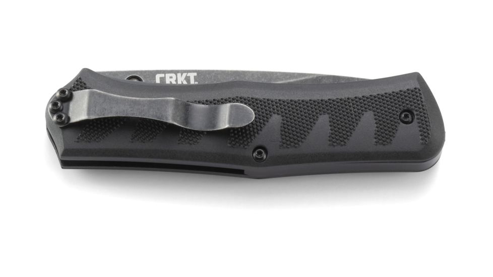 CRKT Ruger Knives CRACK-SHOT COMPACT Drop Point Blade ASSISTED OPENING LOCKING LINER-BLACK blade length 3.50 in, Black and Gray R1201K