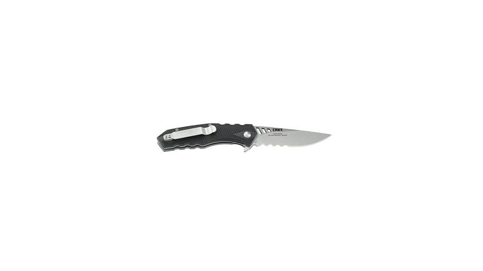 CRKT Ruger Knives FOLLOW-THROUGH Drop Point Blade COMPACT LOCKING LINER WITH BLADE FLIPPER Blade Length 3.25 in, Black and Gray R1704