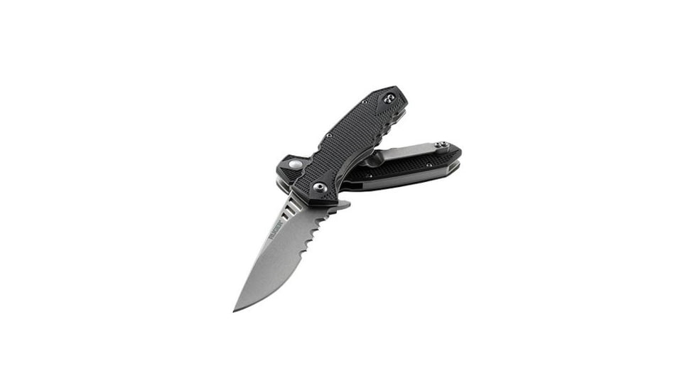 CRKT Ruger Knives FOLLOW-THROUGH Drop Point Blade COMPACT LOCKING LINER WITH BLADE FLIPPER Blade Length 3.25 in, Black and Gray R1704