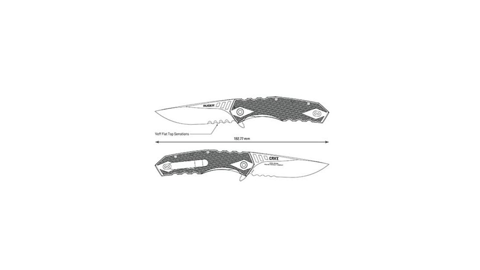 CRKT Ruger Knives FOLLOW-THROUGH Drop Point Blade COMPACT LOCKING LINER WITH BLADE FLIPPER Blade Length 3.25 in, Black and Gray R1704