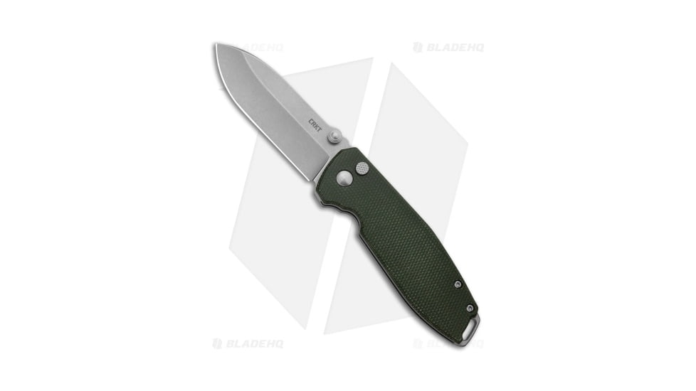 CRKT Squid XM Folding Knife, 2.95in, D2, Drop Point Blade, Micarta Green Handle, Steel/Green, 7.03in, BHQ-210137