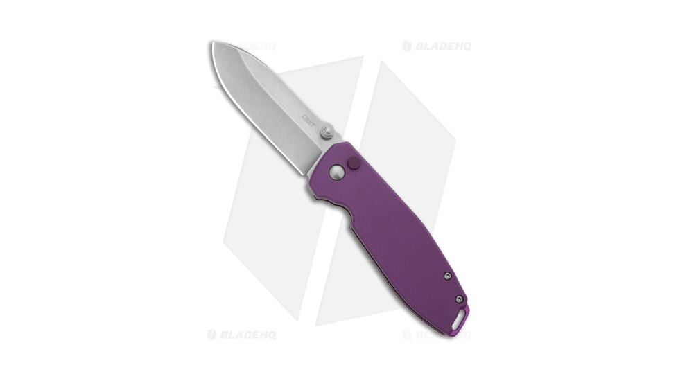 CRKT Squid XM Folding Knife, 2.95in, Sandvik 14C28N, Drop Point Blade, G10 Purple Handle, Steel/Purple, 7.03in, BHQ-210138