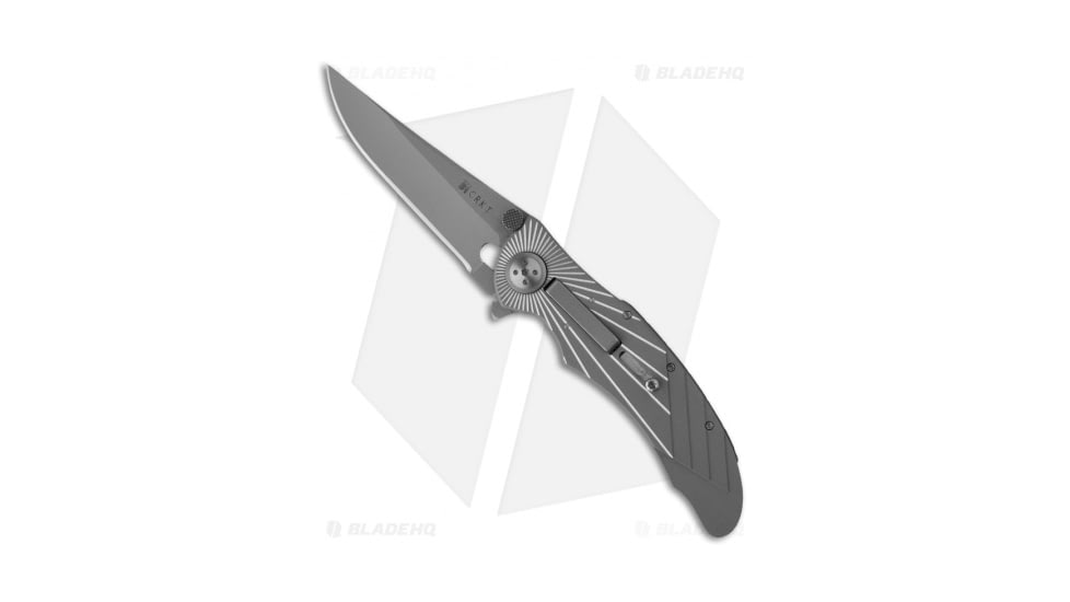 CRKT Starlight E-Lock 7343 Automatic Folding Knife, 3.25in, AUS-8 Stainless Steel, Clip Point Blade, Aluminum Gray Handle, Black/Gray, 7.375in, BHQ-0482