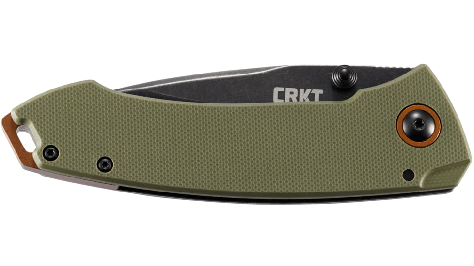 CRKT Tuna Folding Knife, 3.22in, D2 Tool Steel Blade, Drop Point Blade, OD Green G10 Handle, 2520
