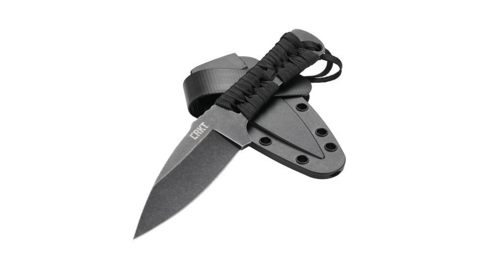 CRKT Utsidihi, Designed By Ryan Johnson Of Rmj Tactical in Chattanooga, Fixed Blade Knife W/Sheath, 3.5in, Plain Edge, Stonewash Finish, Nylon Cord Wrap, 2752