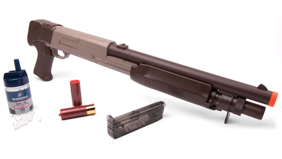 Crosman SS02 Pump Shotgun Airsoft Gun, Tan/Brown, 54001