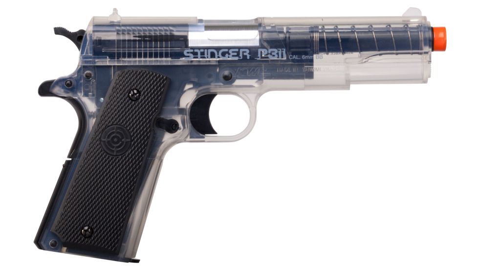 Crosman Stinger P311 6mm, Spring Powered, Single Shot Airsoft Pistol, Clear/Black, ASP311C