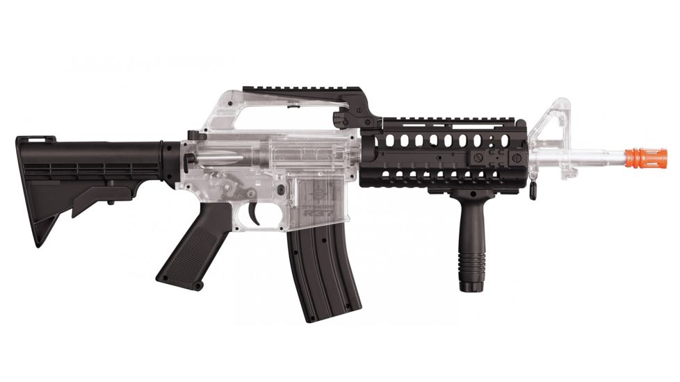 Crosman Stinger R37 Spring Powered, Military-Style Tactical Airsoft Rifle, Clear/Black, 50027