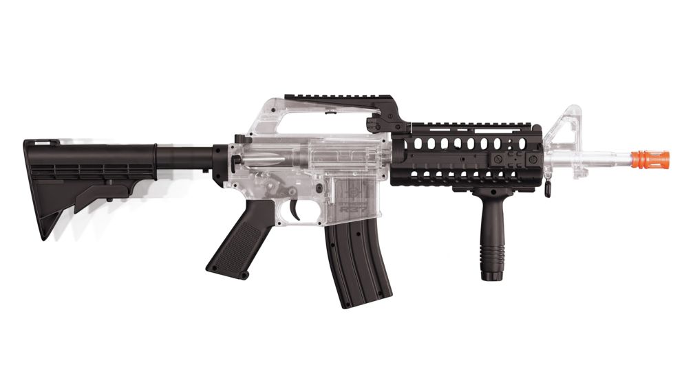 Crosman Stinger R37 Spring Powered, Military-Style Tactical Airsoft Rifle, Clear/Black, 50027