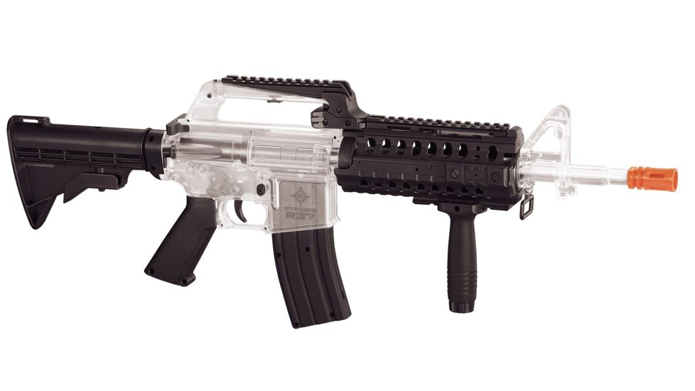 Crosman Stinger R37 Spring Powered, Military-Style Tactical Airsoft Rifle, Clear/Black, 50027