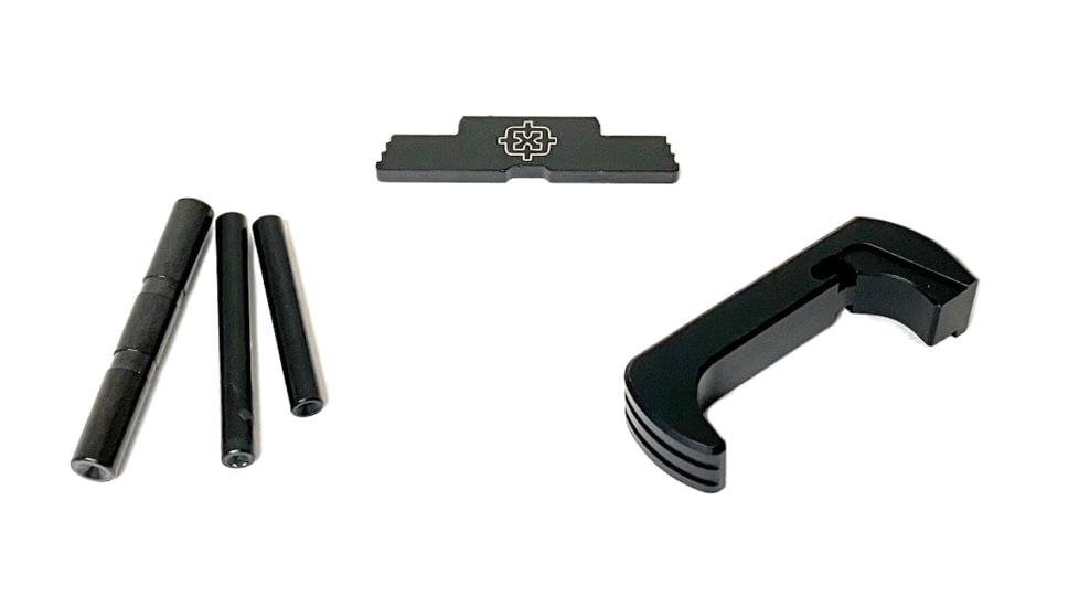 Cross Armory Glock 3-Piece Kit, 3 Pin Set, Extended Mag Catch, Extended Slide Lock, Gen 5, Black, CRG5OKBK