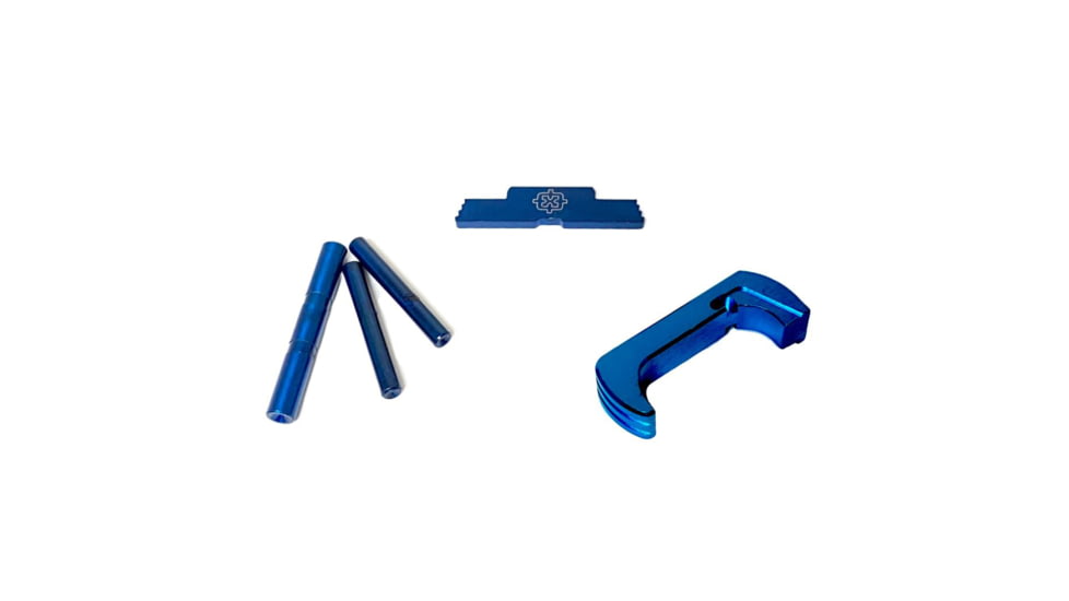 Cross Armory Glock 3-Piece Kit, 3 Pin Set, Extended Mag Catch, Extended Slide Lock, Gen 5, Blue, CRG5OKBL