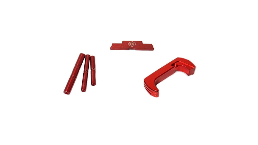 Cross Armory Glock 3-Piece Kit, 3 Pin Set, Extended Mag Catch, Extended Slide Lock, Gen 5, Red, CRG5OKRD
