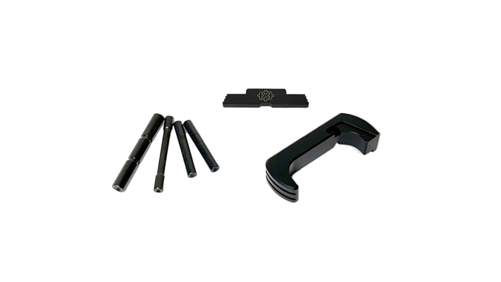 Cross Armory Glock 3-Piece Kit, 4 Pin Set, Extended Mag Catch, Extended Slide Lock, Gen 4, Black, Small, CRG4OKBK