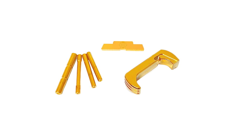 Cross Armory Glock 3-Piece Kit, 4 Pin Set, Extended Mag Catch, Extended Slide Lock, Gen 4, Gold, Small, CRG4OKGD