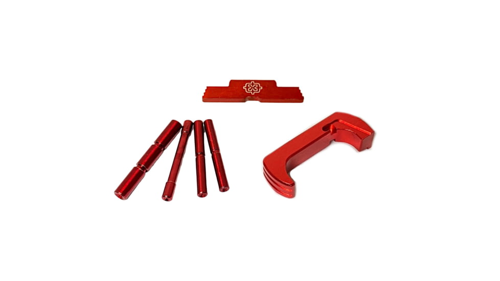 Cross Armory Glock 3-Piece Kit, 4 Pin Set, Extended Mag Catch, Extended Slide Lock, Gen 4, Red, Small, CRG4OKRD
