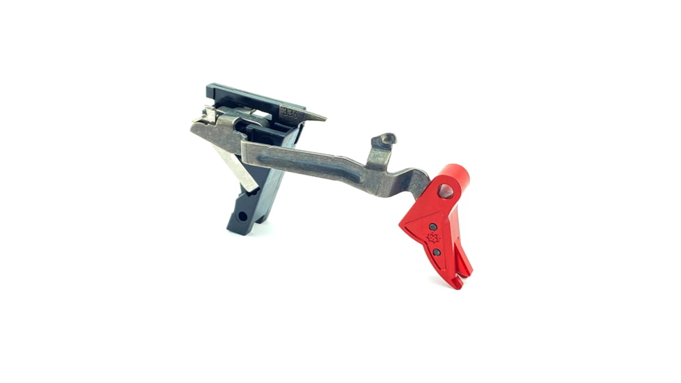Cross Armory Glock Gen 1-3 Enhanced Flat Faced Trigger w/ Bar, Drop-in Shoe/3.5 Spring, 9mm, Aluminum/Red Safety, Red/Red, Small, crGTdi-rd