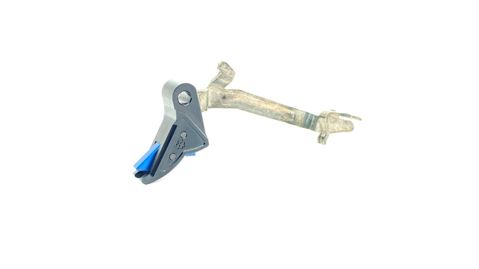 Cross Armory P80 9mm Trigger w/ Bar, Drop-in Shoe &amp; 3.5 Spring, Gen1-3, Flat Faced, Anodized Aluminum, Black/Blue Safety, crP80Tdi-bk-bl