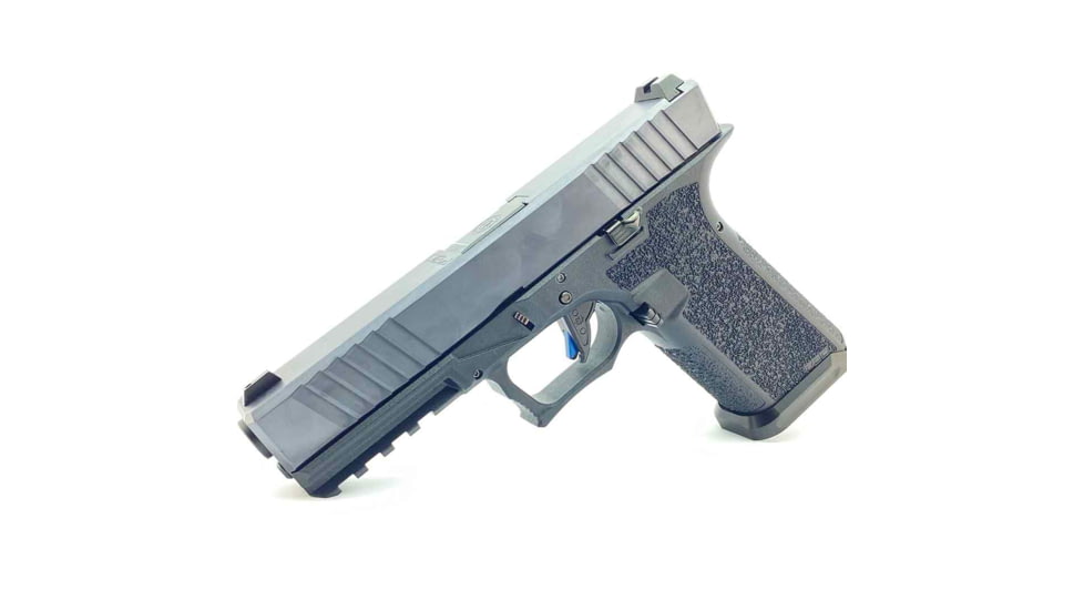 Cross Armory P80 9mm Trigger w/ Bar, Drop-in Shoe &amp; 3.5 Spring, Gen1-3, Flat Faced, Anodized Aluminum, Black/Blue Safety, crP80Tdi-bk-bl