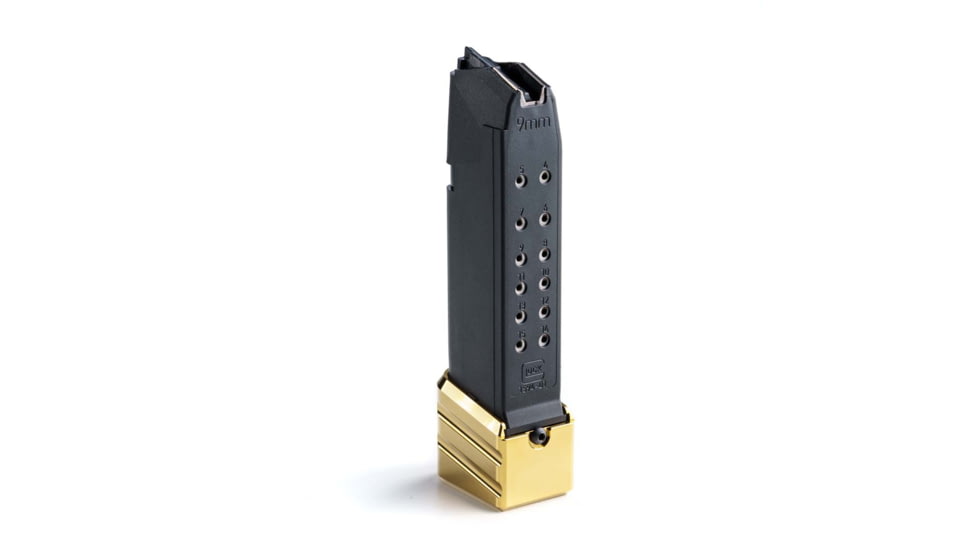 Cross Armory Plus 5 Magazine Extension, Glock Gen 1-5 19/23/32, Gold, crG+5ME-g19gd