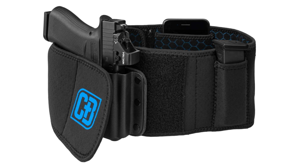 CrossBreed Holsters Belly Band 2.0 Holster, Ambidextrous, Sig P365/Springfield Armory Hellcat, Smith &amp; Wesson M&amp;P Shield, Kimber Mako, Glock 26/19, Ruger LC9, Sig P320 Compact, Walther PPS M2, Black, Medium, CBBB-MD