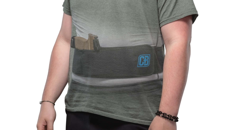 CrossBreed Holsters Belly Band 2.0 Holster, Ambidextrous, Sig P365/Springfield Armory Hellcat, Smith &amp; Wesson M&amp;P Shield, Kimber Mako, Glock 26/19, Ruger LC9, Sig P320 Compact, Walther PPS M2, Black, Medium, CBBB-MD