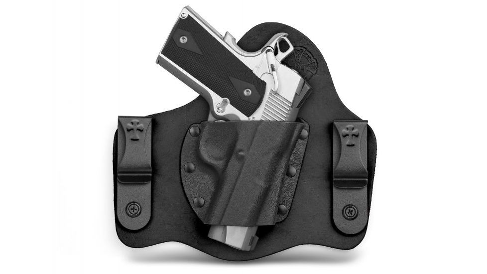 CrossBreed Holsters SuperTuck IWB Holster, Leather/Kydex, Right Hand, For Colt Mustang, Black Cowhide STH-R-0603-X-CB-SC