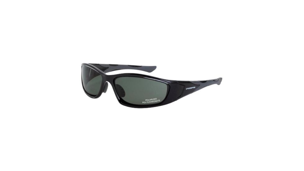 CrossFire Garrison Safety Glasses - Crystal Black/Blue Green - Polarized, One Size XFGR-107PC