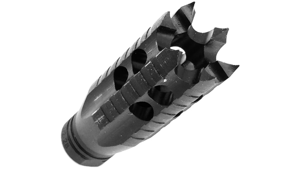 Infinite Product Solutions Gen 1 Crowning Scepter Muzzle Brake, .223 Remington/5.56x45mm NATO/9mm Luger/.22 Hornet/17 Hornady Magnum Rimfire/.350 Legend, 1/2x28, Black Oxide, 1228-CROWN-FH-BS-CW