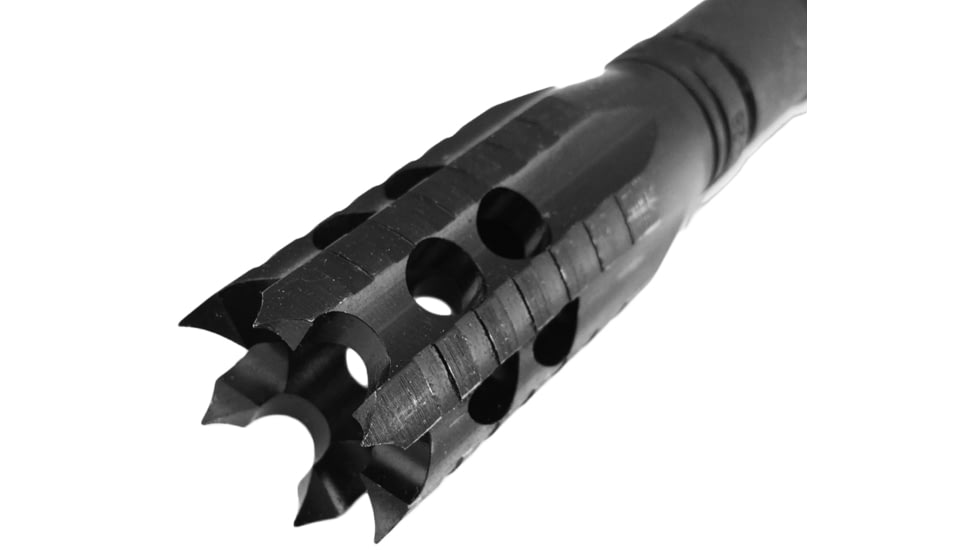 Infinite Product Solutions Gen 1 Crowning Scepter Muzzle Brake, .30 Carbine/.308 Winchester/.300 AAC Blackout/.300 Winchester Magnum/.350 Legend/6.5mm Creedmoor, 5/8x24, Black Oxide, 5824-CROWN-FH-BS-CW