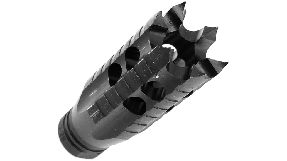Infinite Product Solutions Gen 1 Crowning Scepter Muzzle Brake, .30 Carbine/.308 Winchester/.300 AAC Blackout/.300 Winchester Magnum/.350 Legend/6.5mm Creedmoor, 5/8x24, Black Oxide, 5824-CROWN-FH-BS-CW