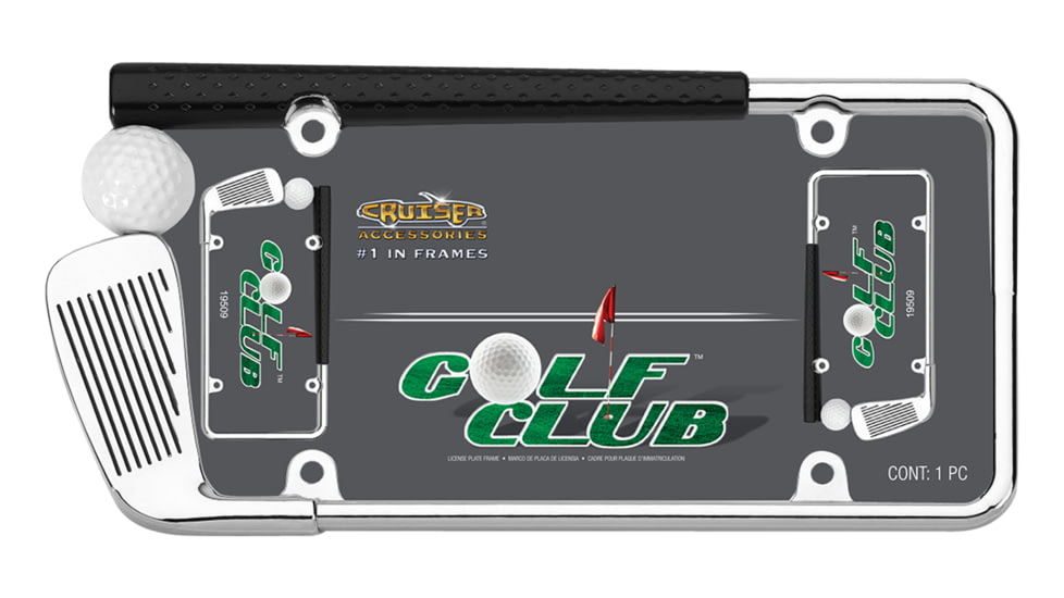 Cruiser Accessories Golf Club License Plate Frame Chrome/Painted, 19509