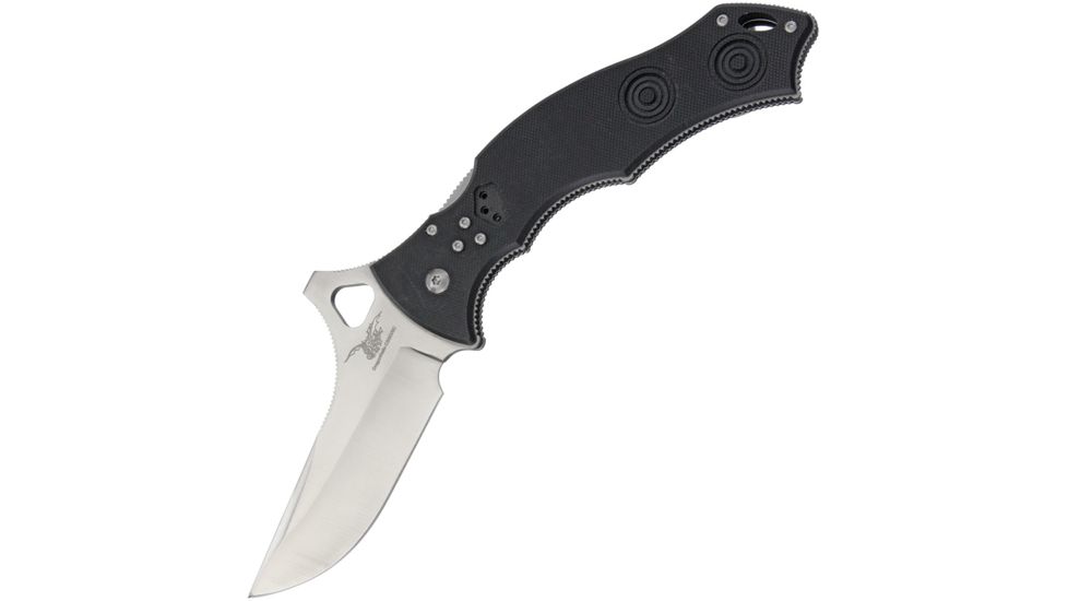 CSSD/SC Bram Frank Design LLC Bowie Magnum Black Folding Knife,3.75in,8Cr13MoV Steel,Bowie,Black,G10 Handle CSSD09