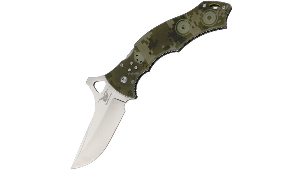 CSSD/SC Bram Frank Design LLC Bowie Magnum Digi Camo Folding Knife,3.75in,8Cr13MoV Steel,Bowie,Digital Camo,G10 Handle CSSD11