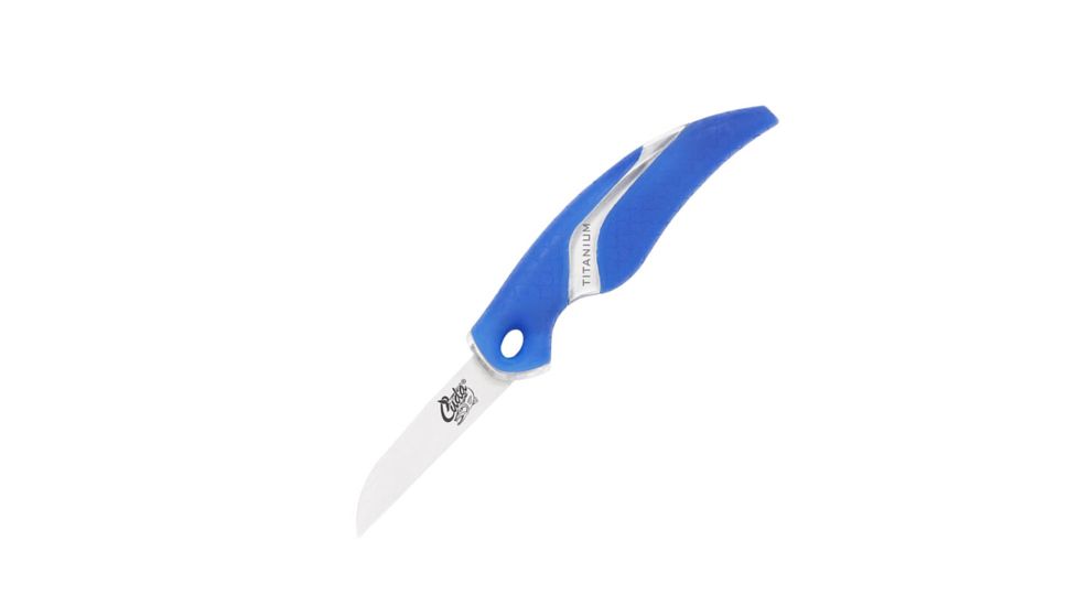 Cuda 2.5in Titanium Bonded Bait Knive, Titanium Bonded Blade, Non-Slip Cuda Scale Pattern Grips, 18834