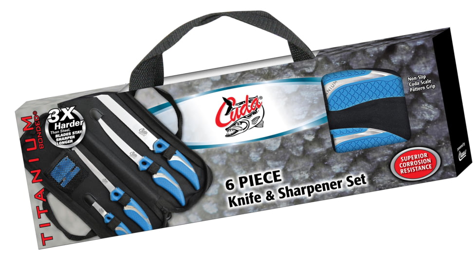 Cuda 6 pc Knife and Sharpener Set w/Case 18133