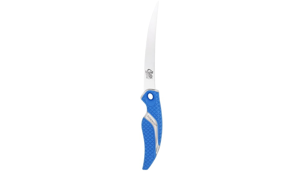 Cuda 6in Titanium Bonded Curved Boning Knive, Titanium Bonded Blade, Non-Slip Cuda Scale Pattern, 18833