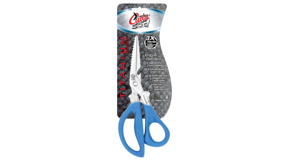 Cuda 8in Titanium Bonded Detachable Marine Shear, Titanium Bonded Blades,Integrated Fish Scaler And Bottle Opener, 18854