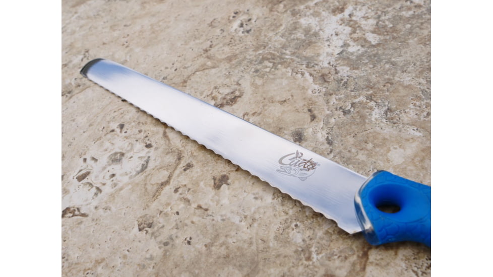 Cuda 9in Titanium Bonded Chunk Knive, Titanium Bonded Blade, Non-Slip Cuda Scale Pattern Grips, 18830