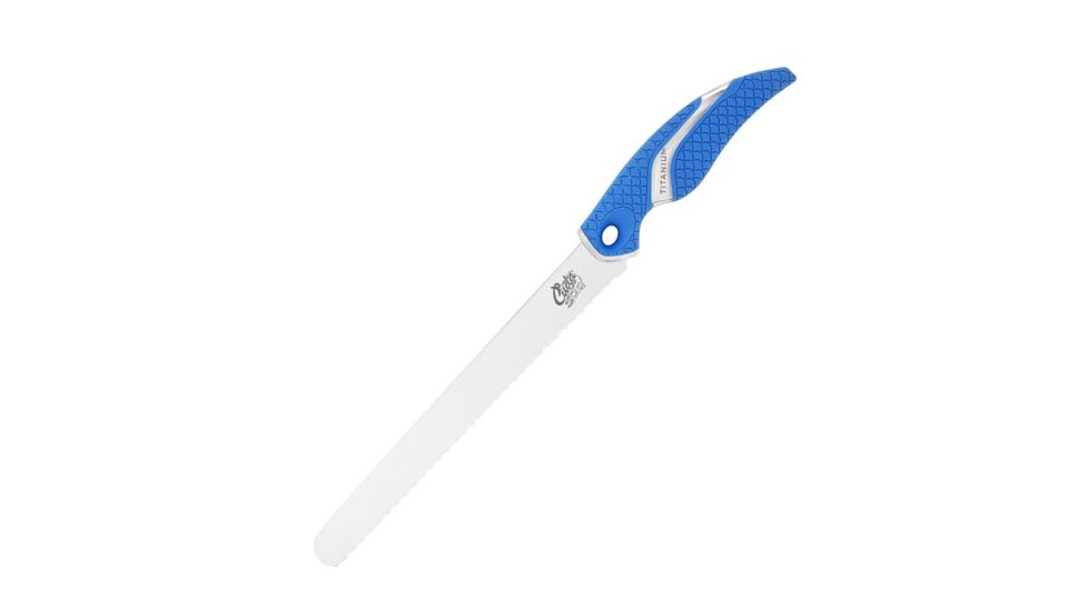 Cuda 9in Titanium Bonded Chunk Knive, Titanium Bonded Blade, Non-Slip Cuda Scale Pattern Grips, 18830