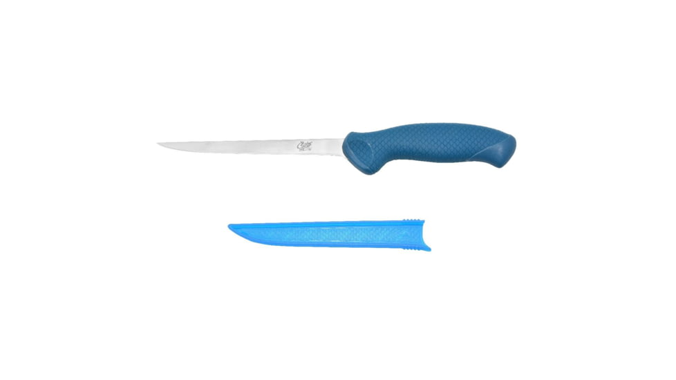 Cuda AquaTuff Fillet Knife with Blade Cover, Blue, 6in, 23045
