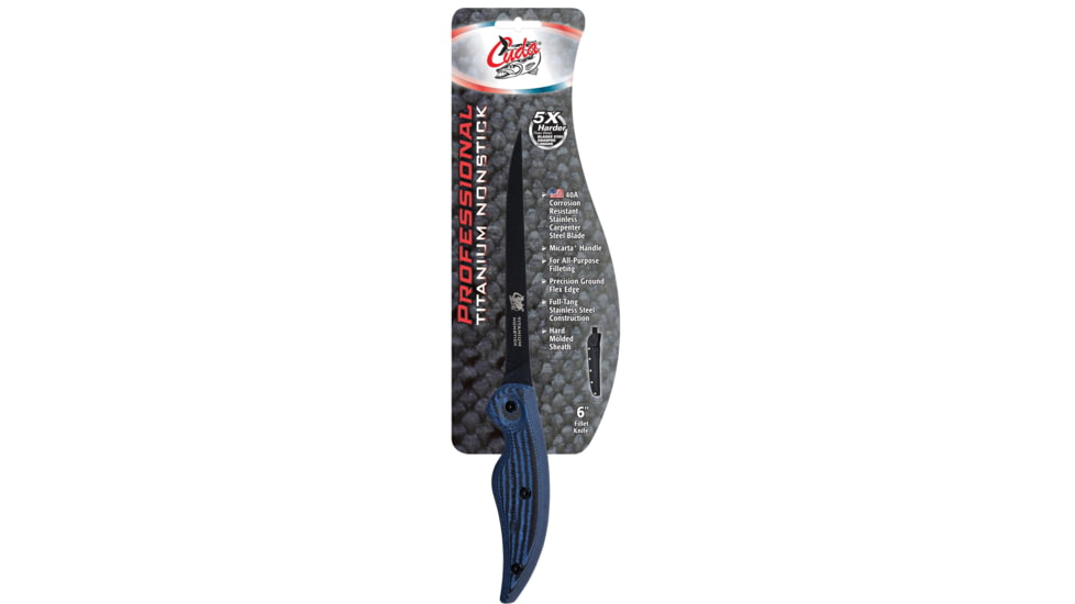 Cuda Knives Cuda 6 in Professional Fillet Fixed Blade Knife, 6in, Standard Edge, Black, 18125