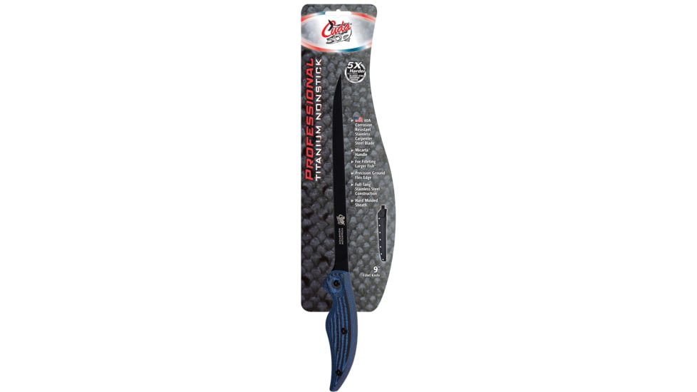 Cuda Knives Cuda 9 in Professioanl Fillet Fixed Blade Knife, 9in, Standard Edge, Black, 18127