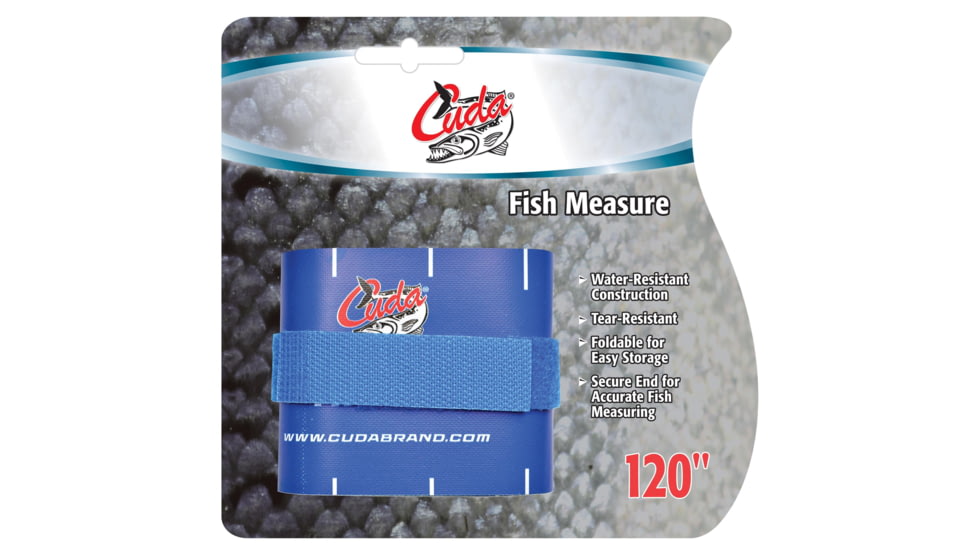 Cuda Knives Cuda Fish Measure, 120in X 2.75in, Water-Resistant, Tear-Resistant Construction, Foldable For Easy Storage, Secure End For Accurate Fish Measuring, 18135